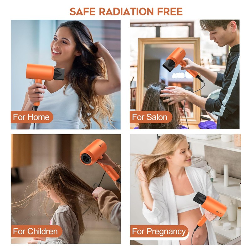 Professional Ionic Hair Dryer, Powerful 1800W Fast Drying Low Noise