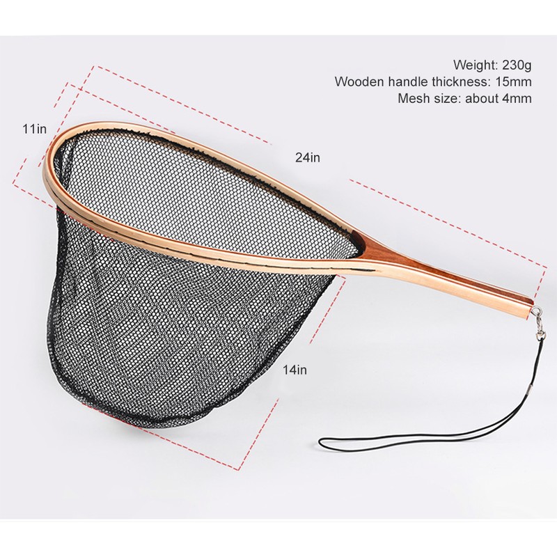 Fly Fishing Landing Net Trout Bass Nylon Mesh Catch and
