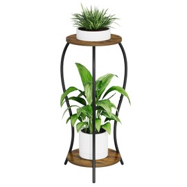 VYUOL Plant Stand Indoor,2 Tier Round Potted Holder Stand,Flower Pot Stand,Plant Supports Rack,Corner Plant Shelf for Planter Garden Balcony Patio Living Room