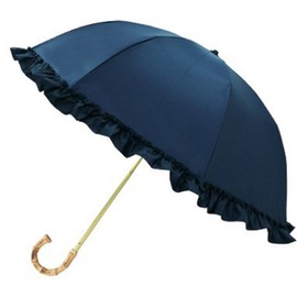 KAMIO JAPAN Pink Trick Parasol, 2-Fold Umbrella, Fully Light Blocking, Ruffled, Navy, 19.7 inches (50 cm), For Both Sunny and Rainy Weather, 787515