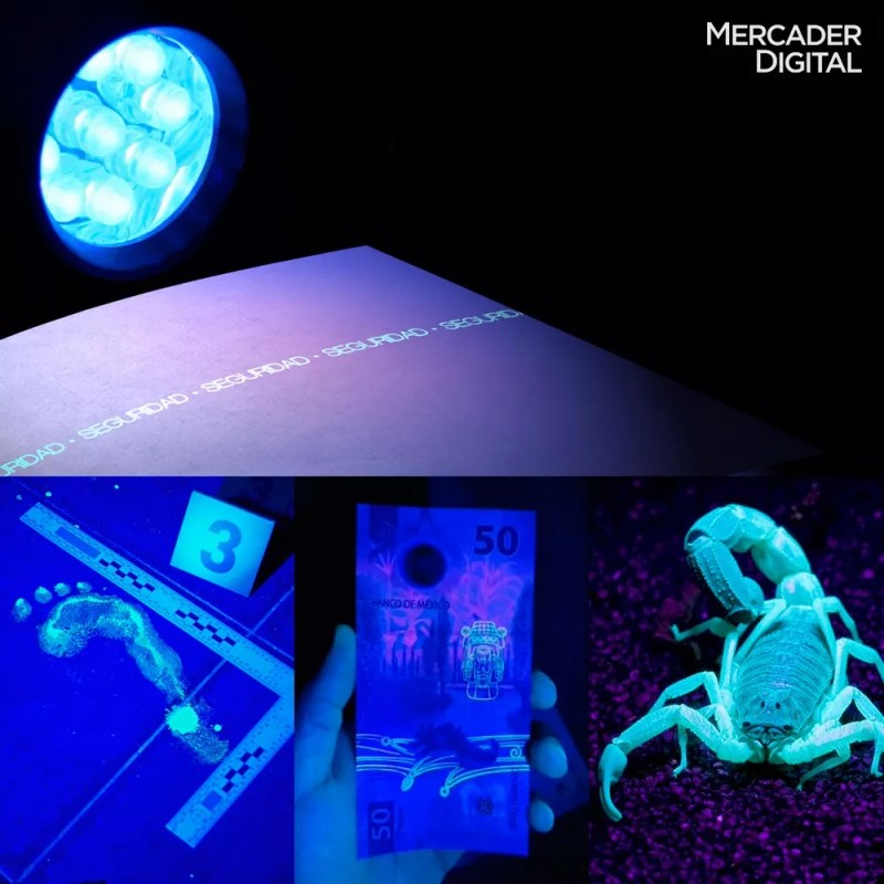 Mercader Digital Linterna Uv Lampara Luz Negra Ultravioleta Billetes Falsos