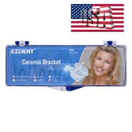 AZDENT Dental Orthodontic Clear Ceramic Brackets Braces Roth Slot.022 Hooks 345 - 1 pack