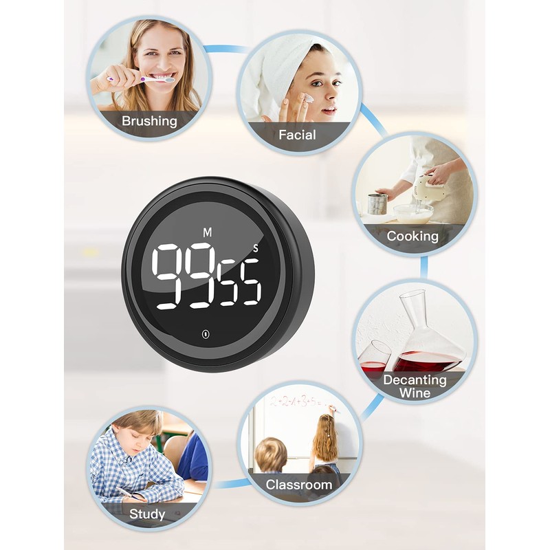 LIORQUE Digital Kitchen Timer Magnetic Countup Countdown Cooking Timer Gym