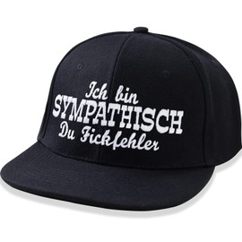 EXPRESS-STICKEREI Abuse Cap | Adjustable Unisex Cap with Embroidery | Smapback Cap with Closure | Outdoor Baseball Cap for Sports & Leisure | Festival Concert Cap | One Size, Black/Ich bin sympathisch