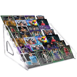 Trading Card Display Stand, 7-Tier Greeting Card Display Stand, 12 in Acrylic Portable Versatile Display Rack Holder for Graded Cards, PSA Cards,Sports Cards, Business Cards