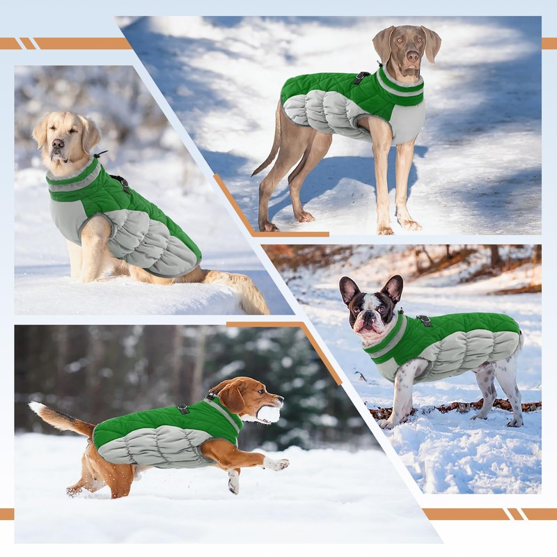 OUOBOB Dog Winter Jacket - Large Dogs, Waterproof, Reflective, Windproof,