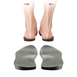 【Teacher-Reviewed and Improved】 O-Type Leg Incline Insoles 5 Sizes Gray & Black Helcynas Helcynas (M (23.5～25.0cm))