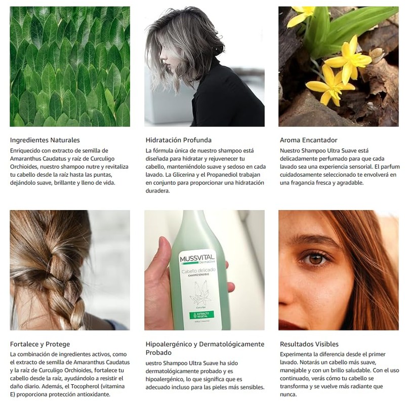 MUSSVITAL Dermactive Sensitive Shampoo for Sensitive Hair, Curculigo for Children