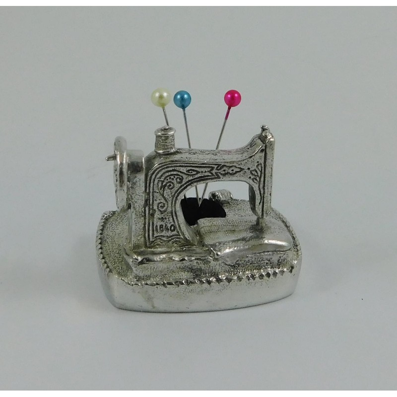 Solid English Pewter Pin Cushion Sewing Machine Design | 8658