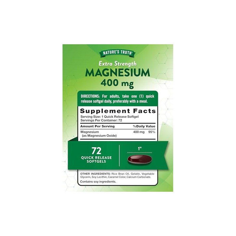 Nature Truth Suplemento Magnesio 400 Por Cápsula Cápsulas Meses