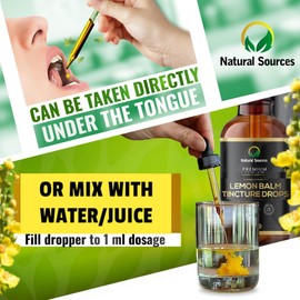 Natural Sources Lemon Balm Tincture Drops -100 Servings (Over 3 Month Supply) - Lemon Balm high Concentrate Extract - UK Produced - GMDP Certified/Vegan/Non GMO/Cruelty Free -100ml