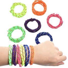 WILLBOND 216 Neon Friendship Bracelets Bulk for Kids Birthday Classroom Student Gift Adjustable Paracord Bracelets Rope Woven Neon Colors Christmas Goody Bag Stuffers Girls Boy Party Favors ()