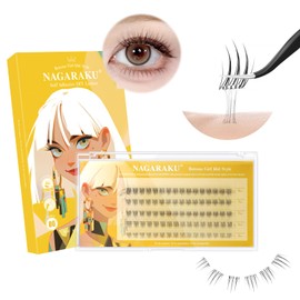 NAGARAKU Partial Use False Eyelashes No Glue Required Lightweight One-Touch Eyelashes Long-Lasting Thickness 0.07mm B Curl Length 5-6-7-8mm Tweezers Not Included Idol Style