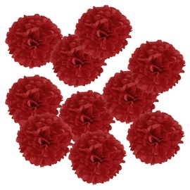 PATIKIL 18pcs 25cm Tissue Pom Pom Flowers Paper Flower Ball for Wedding Bridal Shower Birthday Bachelorette Party Background Decoration Red