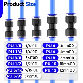 EterMutable 100Packs 6/8/10/12 mm Straight Push to Connect Fittings kits,Air Line Fittings and Hose Kits for Quick Connect Applications