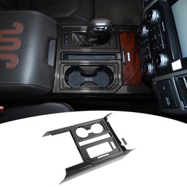 Linskip Gear Shift Panel Cover Trim Compatible with 2015 2016 2017 2018 2019 2020 Ford F150 Accessories, Cup Holder Decor Cover for F-150 Interior Accessories(Black Carbon, A)