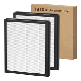 T356 Replacement Filter Compatible with Trucozie T356 Air Purifi-er, 3-IN-1 H13 True HEPA and High-Efficiency Activated Carbon Filter for Dust Pollen Pet Hair & Odors Smoke Wildfire, 2 Pack