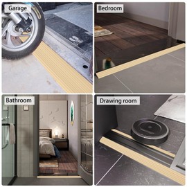 Ausgleichsprofil, Übergangsprofil Selbstklebend, Schwelle Übergangsschiene, Silikon Türschwellenrampe, Schwellenrampe, Rollstuhlrampe für Türöffnungen,Badezimmer (C-Khaki, 6.5 x 2.5 x 100 cm)