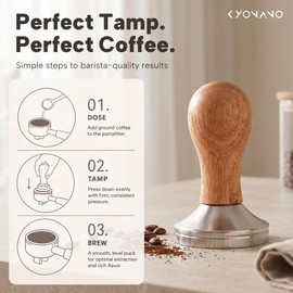 KYONANO 58mm Espresso Tamper, Coffee Tamper 58mm, Espresso Press Tamper with Stainless Steel Ripple Base and Scented Rosewood Handle - Compatible with Rancilio, Gaggia Portafilter, E61 Group