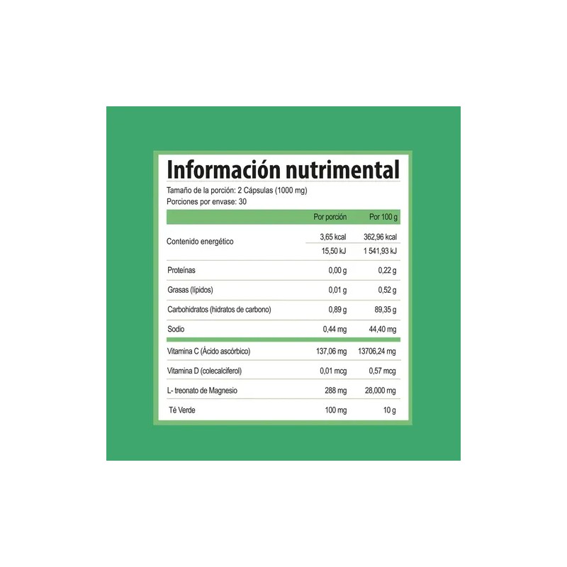 L-Treonato de Magnesio 500 mg Magnesium L-Threonate Supplement, 60 Capsules