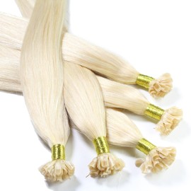 hair2heart 100 x 0.5 g Real Hair Bonding Extensions, Straight, 40 cm, #60 Light Blonde