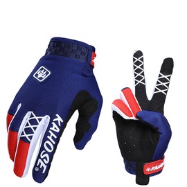 EXCEREY Unisex Anti-Slip Grip Touchscreen Lightweight Full Finger Breathable Cycling Gloves for Road Bike Mountain Riding (Blue, Size L)
