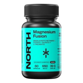 NORTH Magnesio Fusion 4 en 1 | Glicinato de Magnesio (Bisglicinato Metamag®), Citrato, Taurato y L-Treonato | Alta Absorción, Sueño Reparador, Relajac