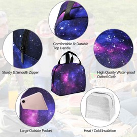 Hulnulnu Galaxy Insulated Lunch Bag Reusable Lunch Box Portable Cooler Lunch Boxes Waterproof Lunch Tote for Picnic Office Work