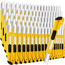 Lanties 100 Pack Box Cutter Retractable Utility Knife 18mm Wide Blade Razor Knife Plastic Cardboard Cutter for Office Art, Craft and Home Use
