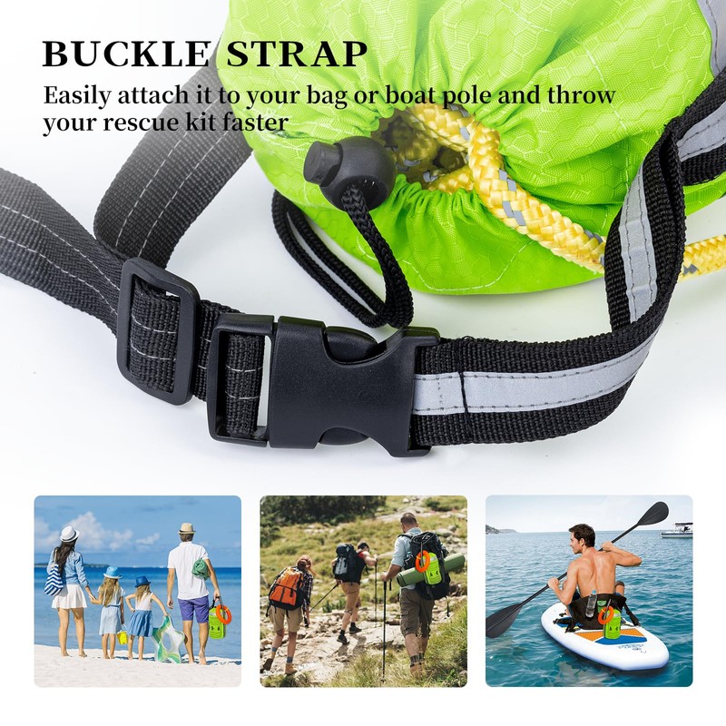 AOLEBA Water Rescue Throw Bag with 8MM Reflective Rope, 1900lbs