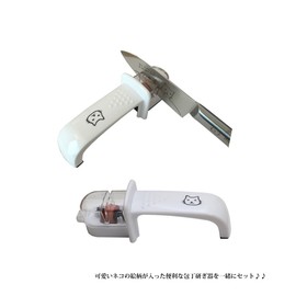 メルペール ネコ 三徳 小包丁 刃渡り約140ｍｍ (ネコ 絵柄入り 包丁研ぎ 付き)