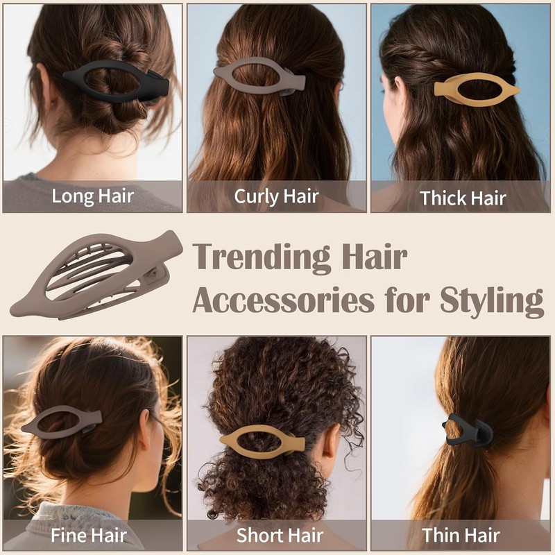 9 Pack Flat Hair Clips for Women, Matte Claw Clips