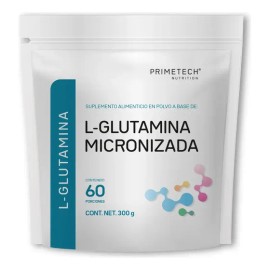 Glutamina En Polvo Micronizada Primetech 300 Gr, 60 Porciones De 5 Gramos un aminoácido Alta Pureza Sin Sabor Sin Aditivos ayuda la salud intestinal, crecimiento, recuperación y refuerza el organismo