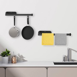 AUGUSTYUE Portarrollos de Papel de Cocina, Acero Inoxidable Soporte para Papel de Baño, Soporte para Toallas de Papel, Taladrado y Autoadhesivo (Negro)