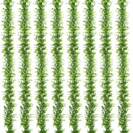 Dolicer 8 Packs Eucalyptus Garland, 48FT Faux Eucalyptus Greenery Garland, Artificial Eucalyptus Leaves Vine, Fake Hanging Eucalyptus Garlands Wedding Backdrop Arch Wall Table Party Decor (Green)