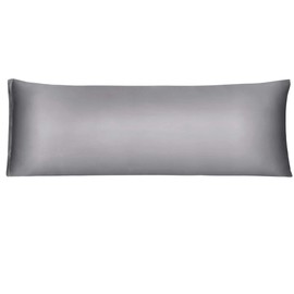 sourcing map Grey Bolster Pillow Cases, Silky Satin Body Pillow Cover with Zipper, Long Body Pillowcase for Hair and Skin, 21x60