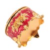 Vintage Metal Jewelry Box Round Exquisite Hand Carved Gold Flower