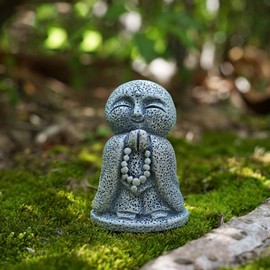 RemeeHi Jizo Set Healing Cute Small Figurine Prayer Jizo Sama Protection God Granite Happy Wishes Good Edge Cute Granite Statue of God and Buddha (Reish)