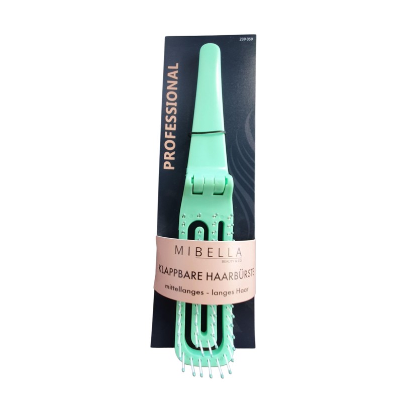 Mibella Professional Klappbare Haarbürste, für mittellanges bis langes Haar, Mintgrün,