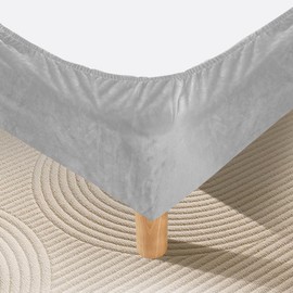 DUJUIKE Bed Frame Cover, Bed Valance, Velvet Stretch Fabric, Fully Elastic Band, Bed Skirt Replacement, Decorative Protect Your Bed Frame. Suitable for Bedroom (Silver Grey, King Bed Width:200-210cm)