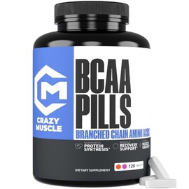 Crazy Muscle Suplemento De Píldoras De Bcaa Con Una Proporción Perfecta De 211 De Aminoácidos De Cadena Ramificada, 1000 Mg De Bcaa Por Píldora(Mejor 