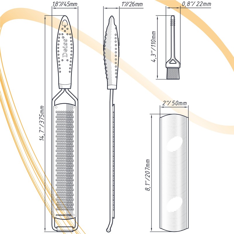 Deiss PRO Lemon Zester & Heavy Duty Cheese Grater &