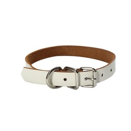 Genuine Leather Dog Collar, Adjustable Pet Collar, 5 Sizes XS-XL, Multiple Colours (Elegant White, Large)