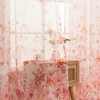 Woaboy Curtains Pink Voile Floral Pattern Curtains with Eyelets Living