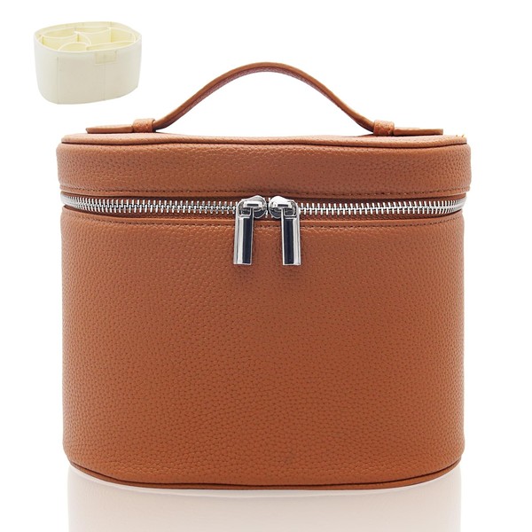 KJMYYXGS Leather Makeup Bag with Dividers Make Up Organizers with