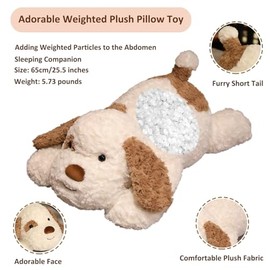 Dog Weighted Stuffed Animal, 5.7 lbs 25.5 inch Weighted Dog Plush Toy Large Dog Stuffed Animals Weighted Puppy Plush Animals Pillow Toy Gifts for Adults & Kids, Brown