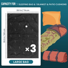 TAILI Outdoor Vacuum Storage Bags 3 Pack, Travel Compression Bags (39x29 inch), Tear-Proof Vacuum Seal for Camping, Cushion, Clothing, Waterproof, Wearproof, Punctureproof