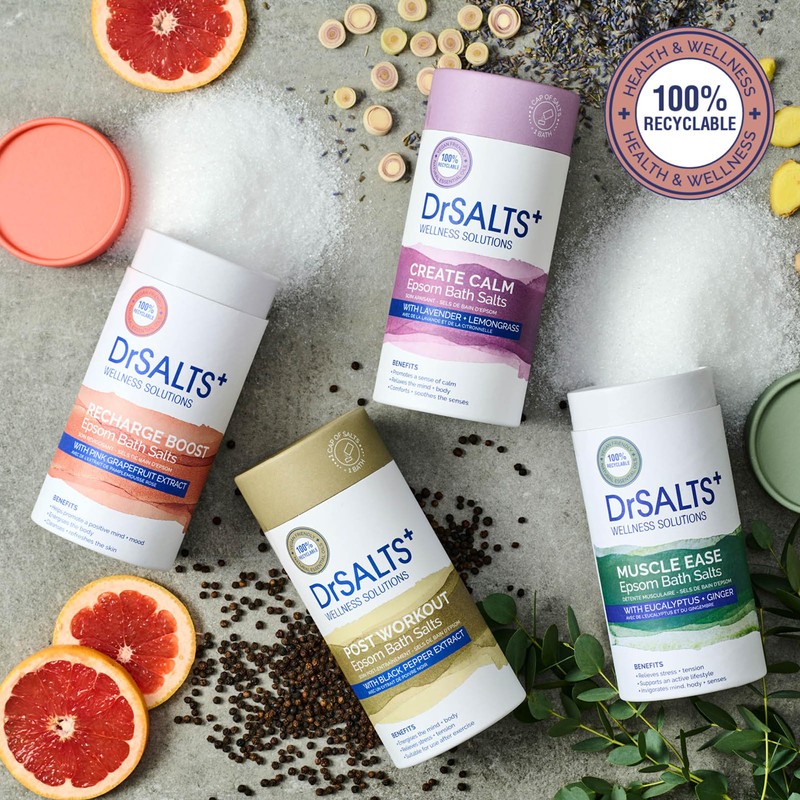 DrSALTS+ Recharge Therapy Epsom Salts - Invigorating Epsom Bath Salts