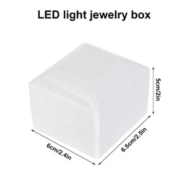 Colexy Ring Box with LED Light, LED Ring Box, Illuminated, Velvet Jewellery Gift Box with LED Interior Lighting, Jewellery Presentation Box, for Engagement, Marriage Proposal, Wedding (White)