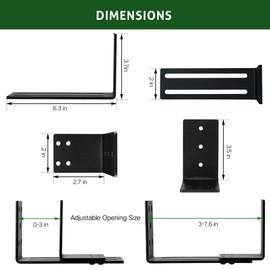 Generic Adjustable Door Barricade Brackets, U Shaped Bracket, C Bracket, 2x4 and 4x4 Or Any Size Lumber, 2 Pcs, gate Brackets, Drop Open Bar Reinforcement Steel Door Bracket for Mounting, Black
